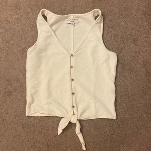 Madewell Cream Ribbed Button Tie Tank